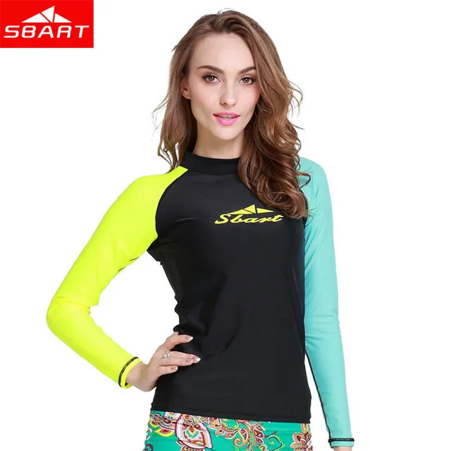 SBART Windsurf Rash Guard Women Swimming Long Sleeve Dive Lycra Shirt