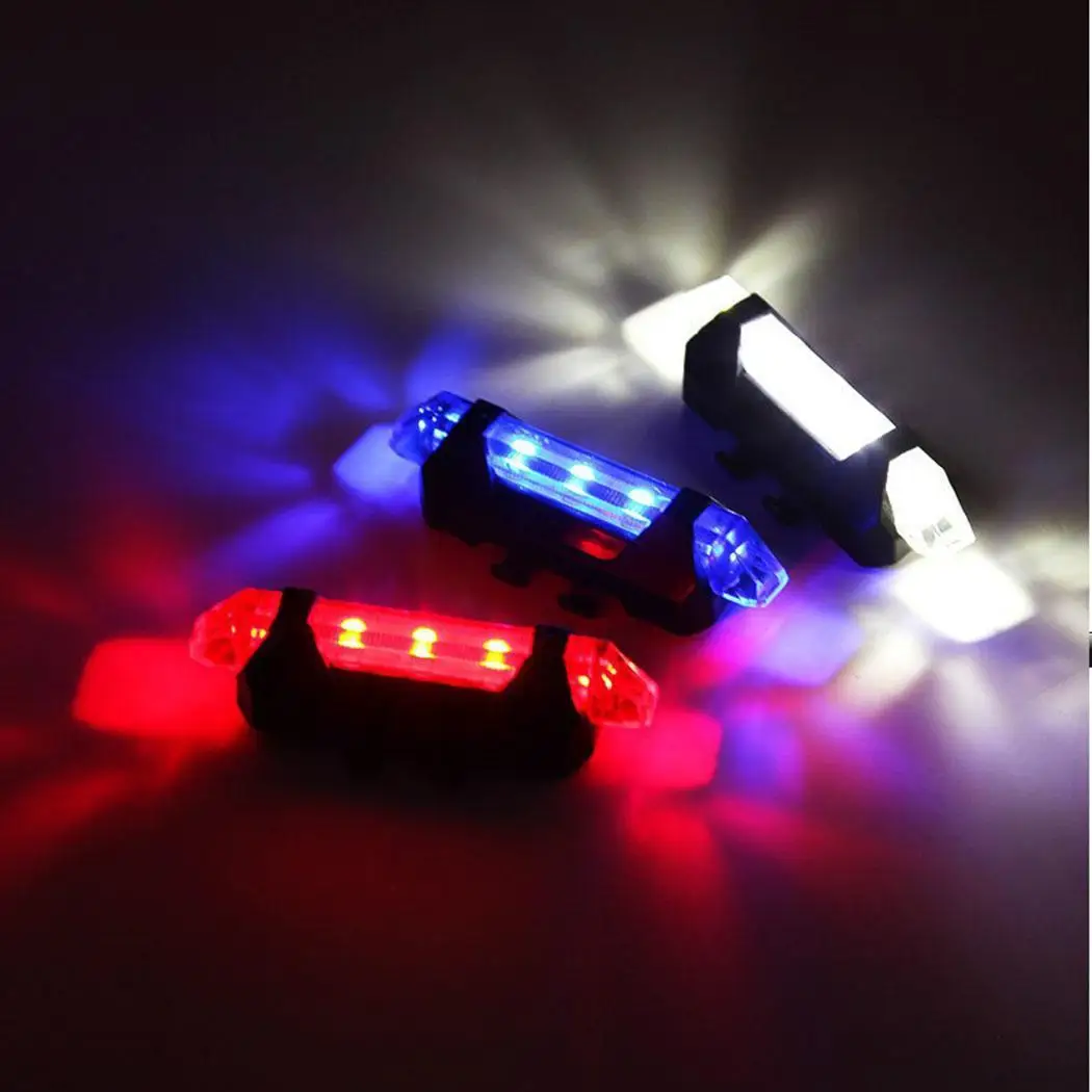 

2019 5 LED Night Mountain Bicycle Cycling Tail Light USB Rechargeable Red Warning Light Bike Rear Safety Bike Accessories