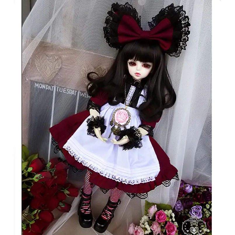 Новая кукла 1/4 SD BJD одежда включает платье головной убор и чулки Платья для кукол