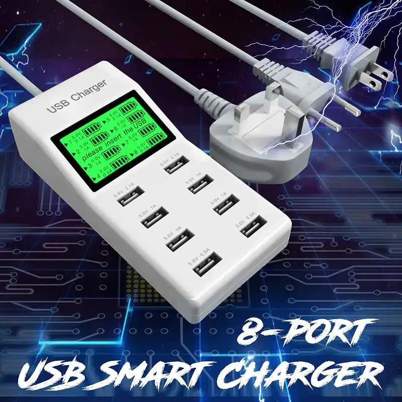 8 ميناء USB جدار شاحن شحن محطة المقبس مهايئ توزيع للهاتف المحمول الذكي أقراص السفر مكتب LED الرقمية 8 ميناء USB جدار شاحن شحن محطة المقبس مهايئ توزيع للهاتف المحمول الذكي أقراص السفر مكتب LED الرقمية