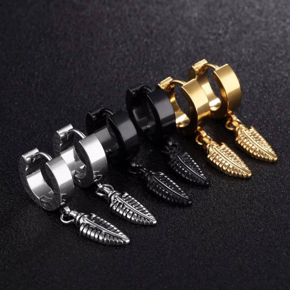 

FATE LOVE Brand Punk Stainless Steel Unisex Women Male Men Hoop Earrings Charms Black Silver Gold color Fashion Jewelry GE421