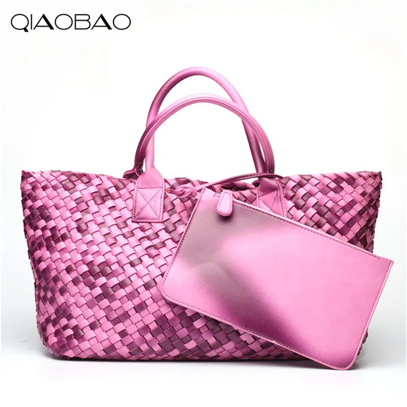 QIAOBAO Wallet Gift Bag Brand Two colors knitting Quality Leather Women's Handbag Vintage Large Capacity Handmade Weaving Totes QIAOBAO Wallet Gift Bag Brand Two colors knitting Quality Leather Women's Handbag Vintage Large Capacity Handmade Weaving Totes