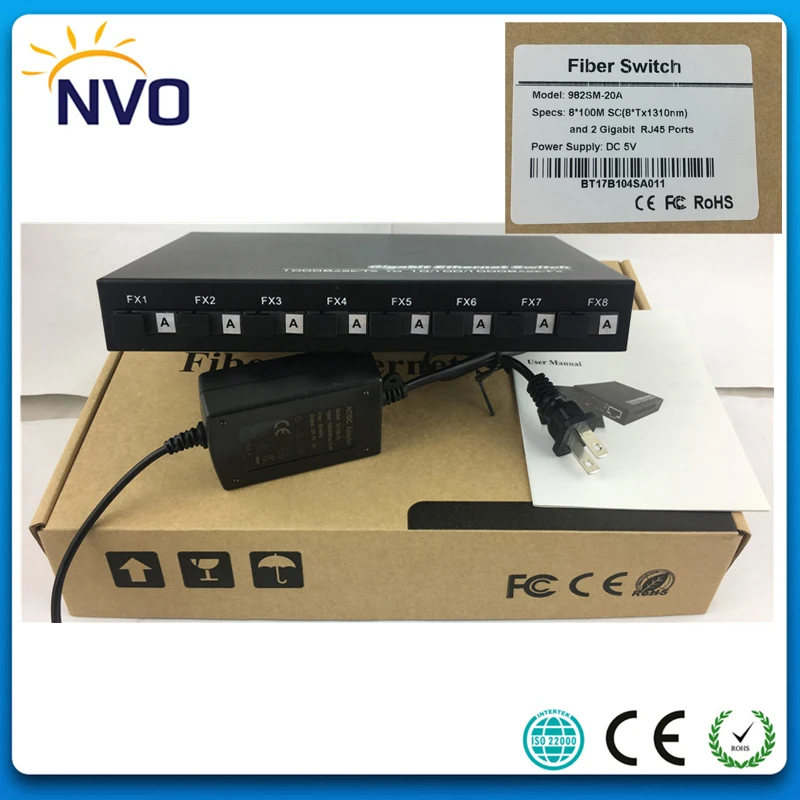 

5pcs/Lot,10/100M,SM,SX,20KM,8A,Single Mode,Simplex,SC Port+2 port 10/100/1000 RJ45,Unmanaged Ethernet Optical Fiber Switch