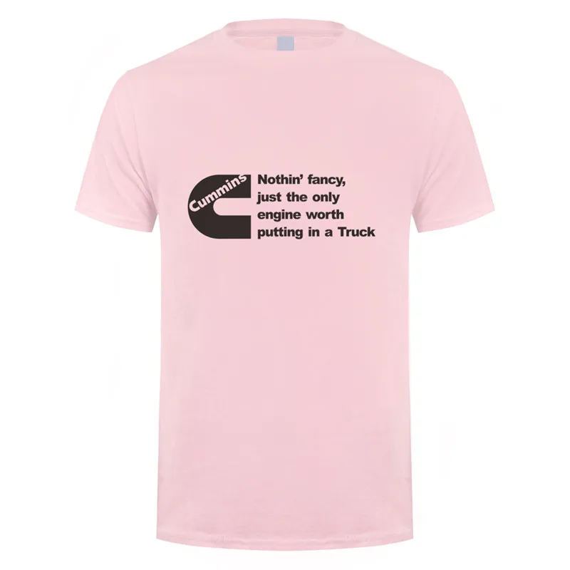Новая крутая футболка Cummins, топы, Новая Модная хлопковая футболка с короткими рукавами и круглым вырезом, DS-048 - Цвет: Light Pink