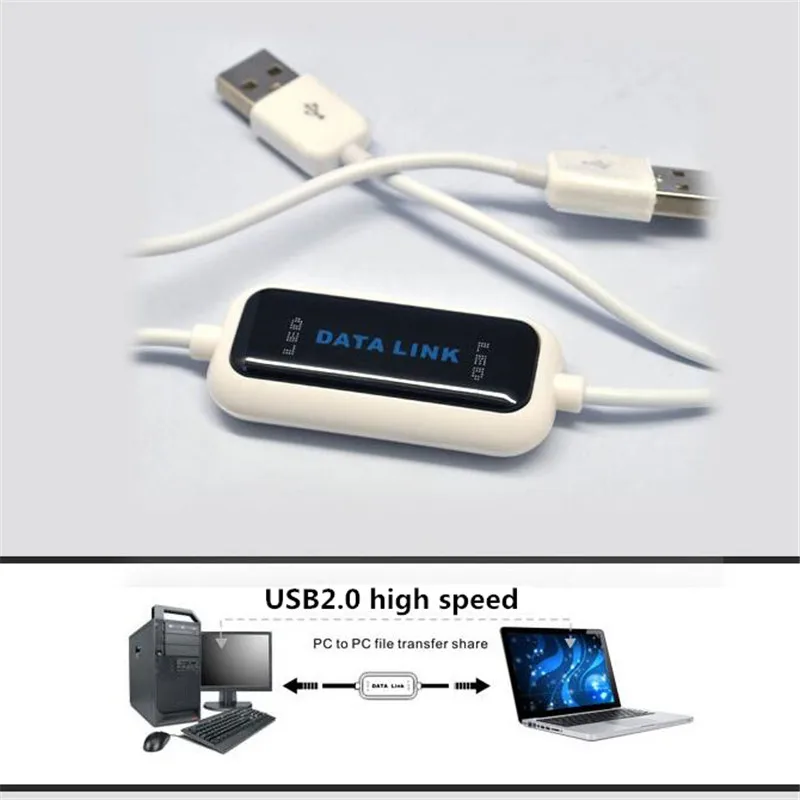 USB 2,0 высокоскоростной ПК к ПК онлайн Share Sync Link чистая прямая передача данных файл мост для передачи светодиодный кабель легко копировать между 2 компьютером