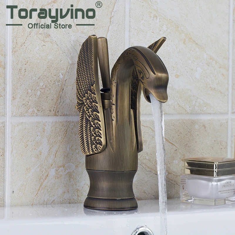 

Superior Quality Antique Cute Swan Style Basin Faucet Single Handle Single Hole Hot Cold Water Mixer Distinguished Basin Faucet