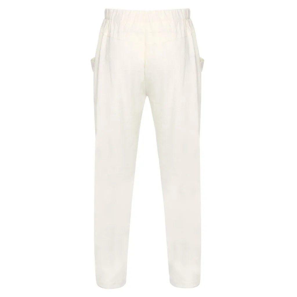 Men's Summer New Style Simple And Fashionable Pure Cotton And Linen Trousers