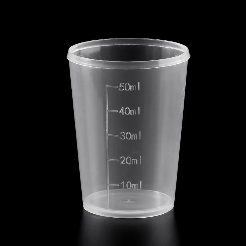 10 шт 50 мл пластиковая лабораторная бутылка лабораторный тест мерная емкость чашки с крышкой Пластиковые мерные стаканчики для жидкости