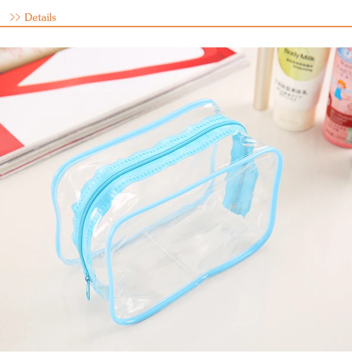 Pvc transparante plastic pouch travel make toilettas rits