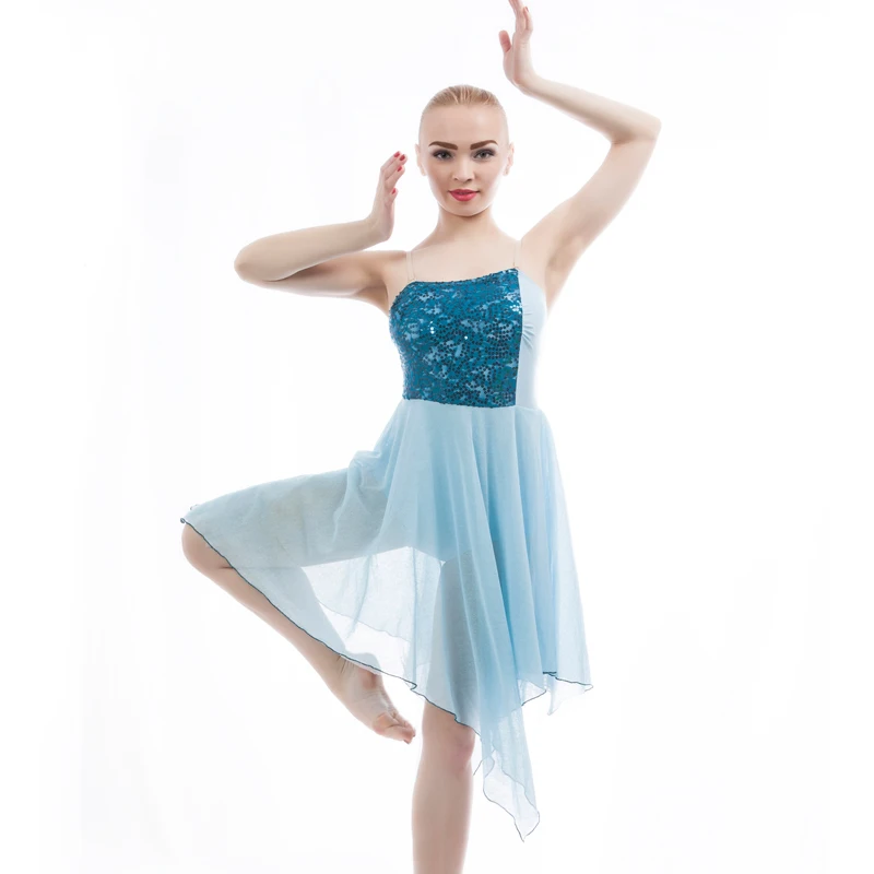 Hot New Adult/Child Pale Blue Sequin Lace Leotard Dance Dress,Ballerina