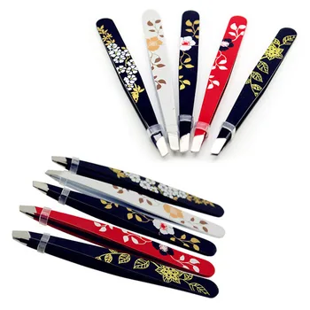 

Hot Sale 1pc Stainless Steel Printed Eyebrow Tweezer Slant Tip Hair Removal Eyebrow Tweezer Tool Random