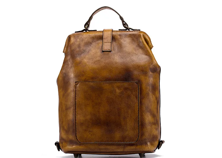 Front View of Leather Backpack