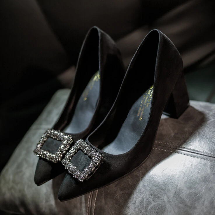 Горячее предложение! Распродажа! Женская обувь роскошные брендовые женские туфли-лодочки на высоком каблуке в европейском стиле туфли на высоком толстом каблуке замшевые свадебные туфли