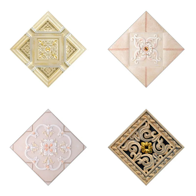 

10pcs Tile Diagonal Stickers Retro Euro Decorative 3D Ceramic Seam Beautify Floor Sticker Tile Art Innovative Home Decoration