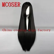 MCOSER 80 см длинные прямые черные Косплей Аниме синтетические волосы для женщин Лолита вечерние полный парик