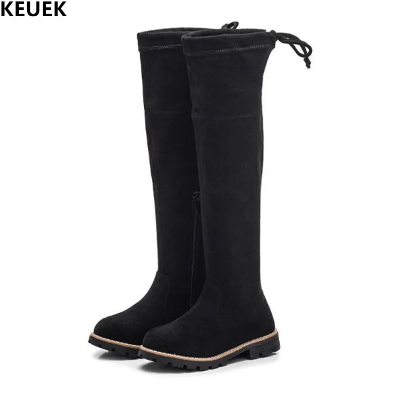 

Spring/Autumn Over-the-Knee High Boots Girls Child Flock Princess Student Flat Fashion Boots Kids Shoes 041
