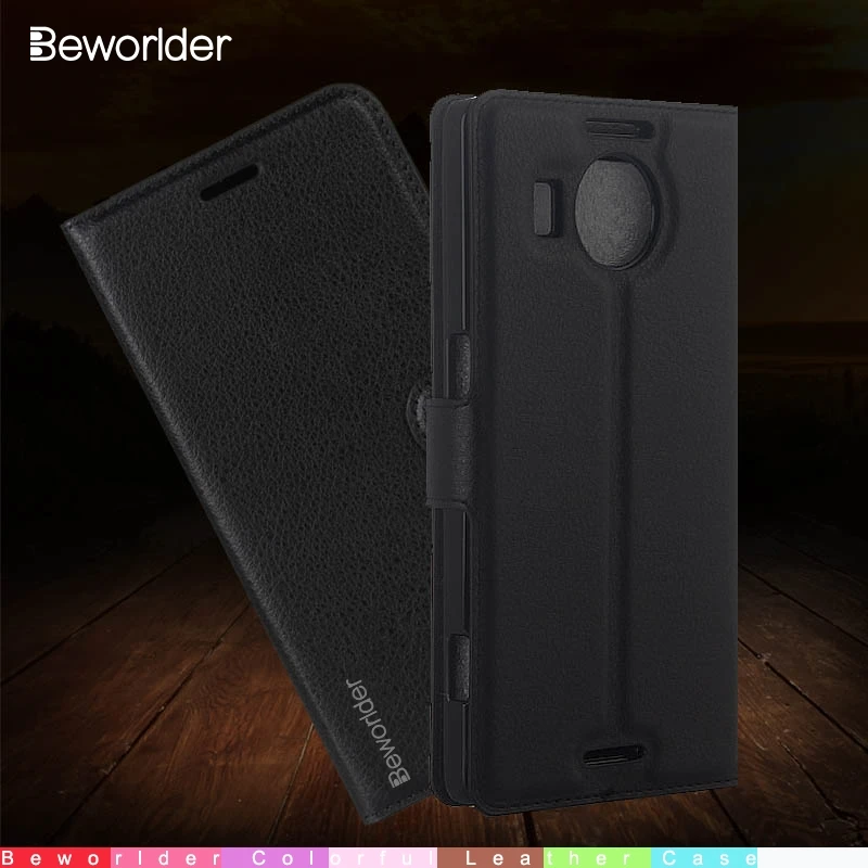 

Beworlder Leather Case For Microsoft Lumia 950XL 950 XL Wallet Case Fashion Colorful Phone Flip Cover For Microsoft 950 XL Case