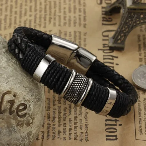 European and American style men's metallic pattern leather Bracelet For Men Birthaday Jewelry | Украшения и аксессуары