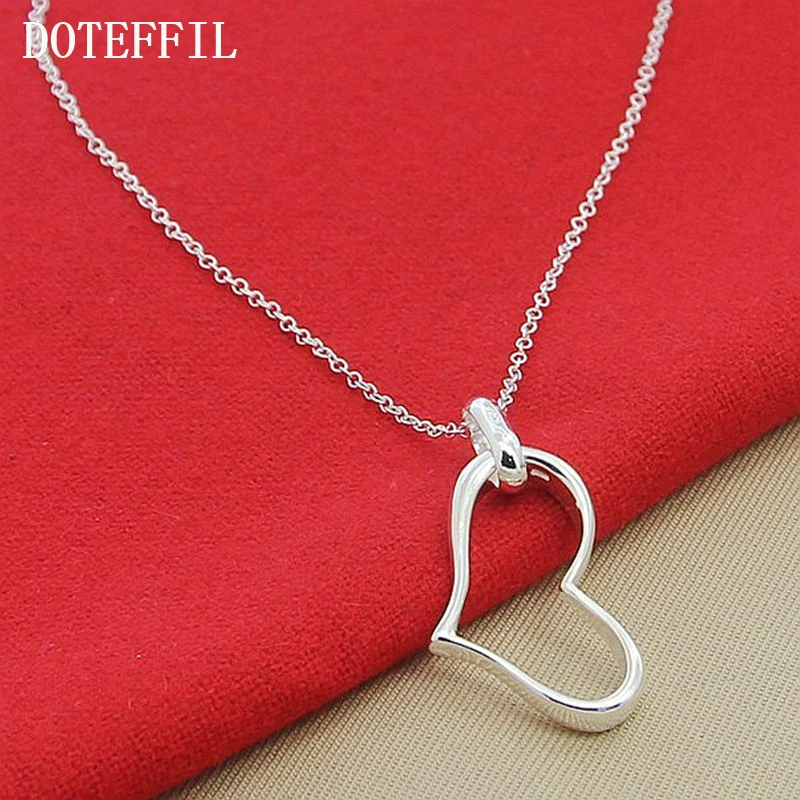 DOTEFFIL Collana con ciondolo a forma di cuore in argento sterling 925 Catena da 18 pollici per gioielli con ciondoli per feste di fidanzamento di nozze di moda donna  36