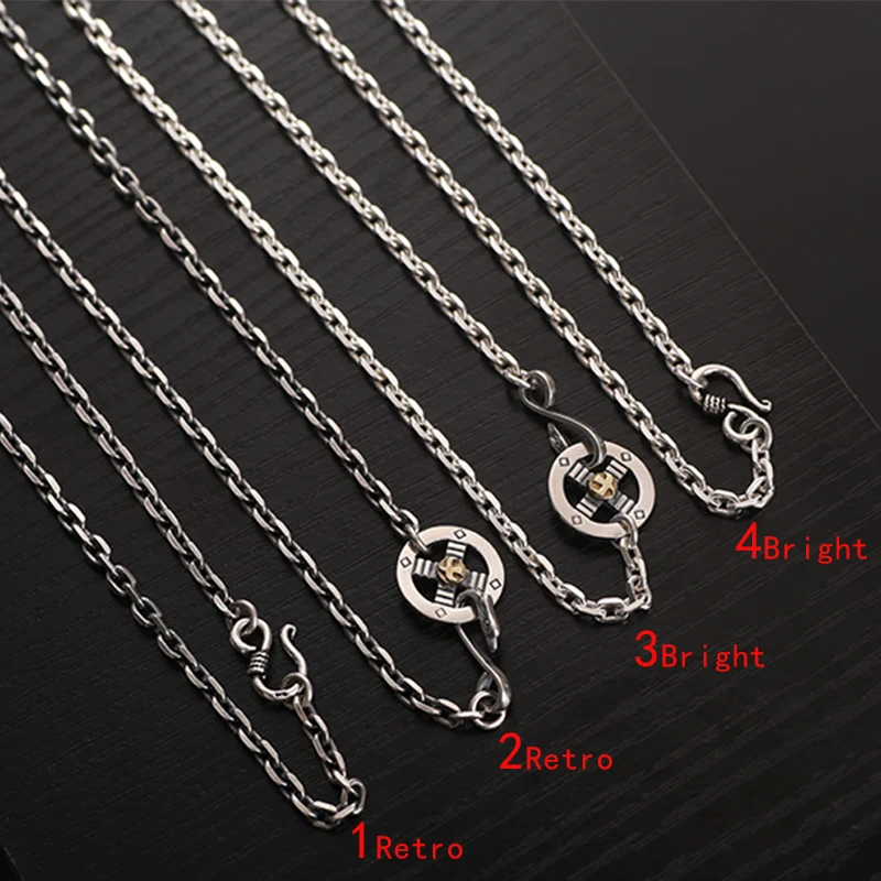 ZABRA 925 Sterling Argent Lien Chaîne 4mm 50/55/60/65/70/75/ 80 cm Multiples Boucles Hommes Long Colliers Vintage Punk Biker Bijoux - 4