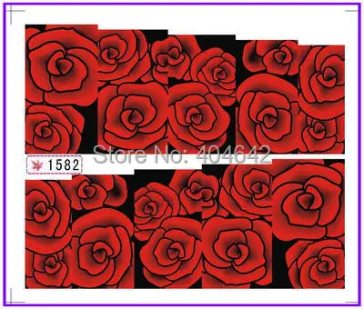 

1X Nail Sticker Full Cover Red Rose Water Transfers Stickers Nail Decals Stickers Water Decal Opp Sleeve Packing SY1582