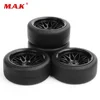 4pcs/Set 1/10 Flat Rubber Tyres & Wheel rims Set 12mm Drive Hex For 1:10 HPI Drift RC Car Accessory Parts PP0338+BBNK(6mm) ► Photo 2/6