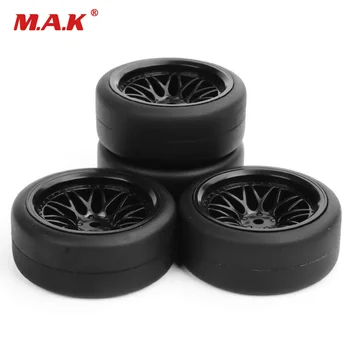 

4pcs/Set Flat Rubber Tyres & Wheel rims Set 12mm Drive Hex For 1:10 HPI Drift RC Car Accessory Parts