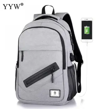 

Large Capacity Solid Unisex Backpack with USB interface 2018 School Backpacks for Children Black Anti-theft Backpack 2 Types