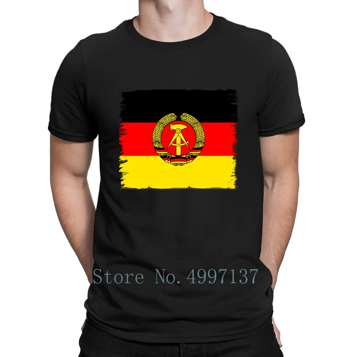

Ddr Germany East Gdr Flag Retro Wall Emblem T Shirt Normal Customize Humor 100% Cotton Spring Autumn S-3xl Crazy Leisure Shirt