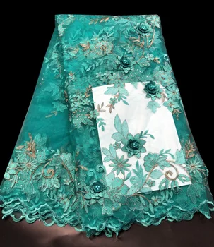 

Teal African Laces Fabric Embroidered nigerian Guipure French Lace Fabric High quality 2018 African French Net Lace Fabric M2361