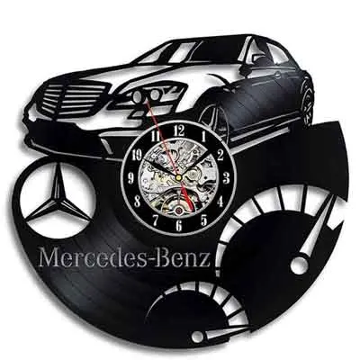 Car Logo Wall Clock Modern Design for Living Room 3D Decorative Hanging Vintage Vinyl Record Clocks Wall Watch Home Decor Silent - Цвет: 1