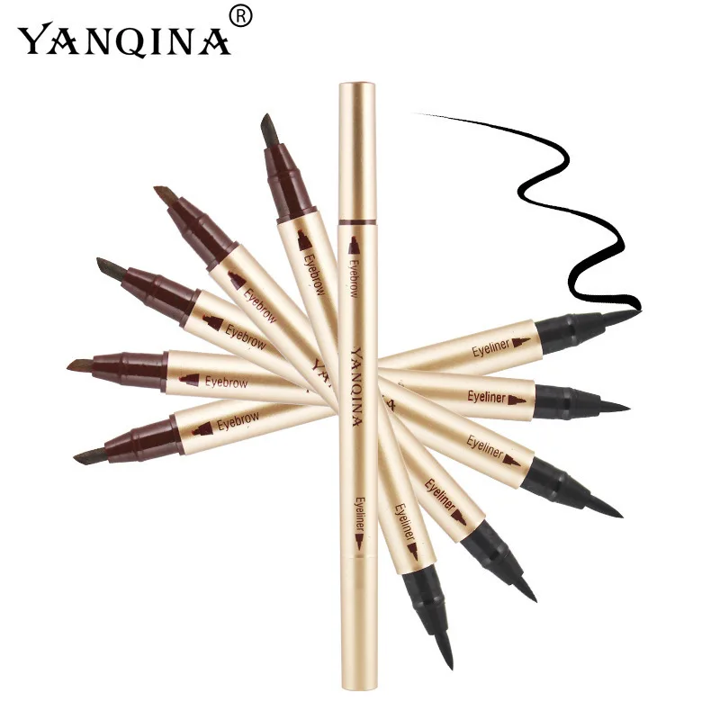 

Both Head Pen Liquid Eyeliner And Eyebrow Waterproof Defence Sweat Painting Cosmetics Make Up Tools Delineador Dn*