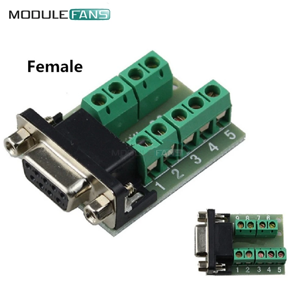 DB9 Female Adapter RS232 Serial To Terminal Connector Signals Diy Kit Electronic PCB Board Module | Электронные компоненты и