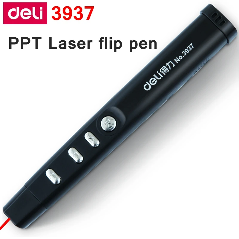 Deli 3937 Red PPT laser pointer Powerpoint laser Flip pen 115 meter