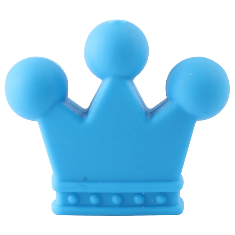 Keep&Grow 10pcs Crown Silicone Beads Baby Teething Toys Food Grade Silicone DIY Pacifier Chain Pendant Accessories Baby teethers - Цвет: 07 Sky blue