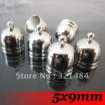 

Free ship! Platinum Dull Silver Plated Tone Metal 5x9mm 500PCS jewelry clasps and bead end cap leather cord end findings