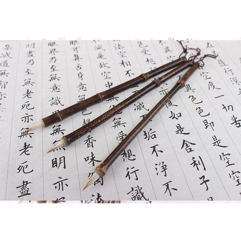 

1PCS Brown Pure Weasel Wool Hair Chinese Japanese Calligraphy Solid wood Small Regular Script Brush Pen Darwing Supplies