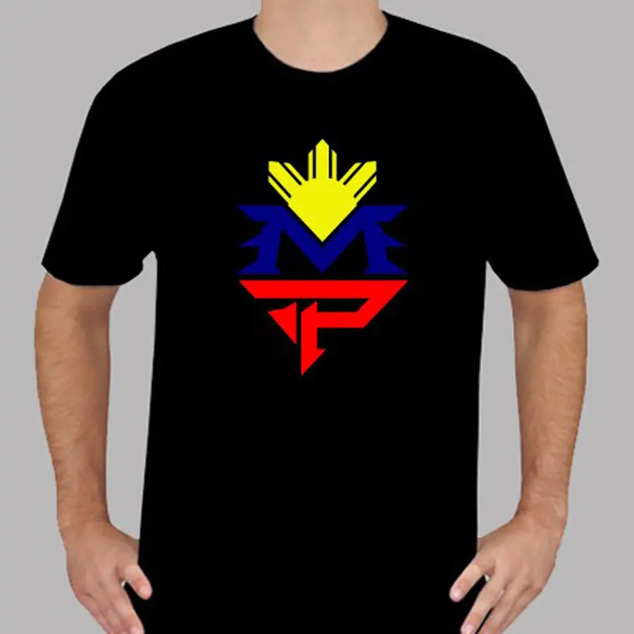 Manny Pacquiao Logo Pacman Pinoy Boxinger Champ Men's Black T-Shirt Size S To 3XL Short Sleeve Mens Formal Shirts  T Shirt