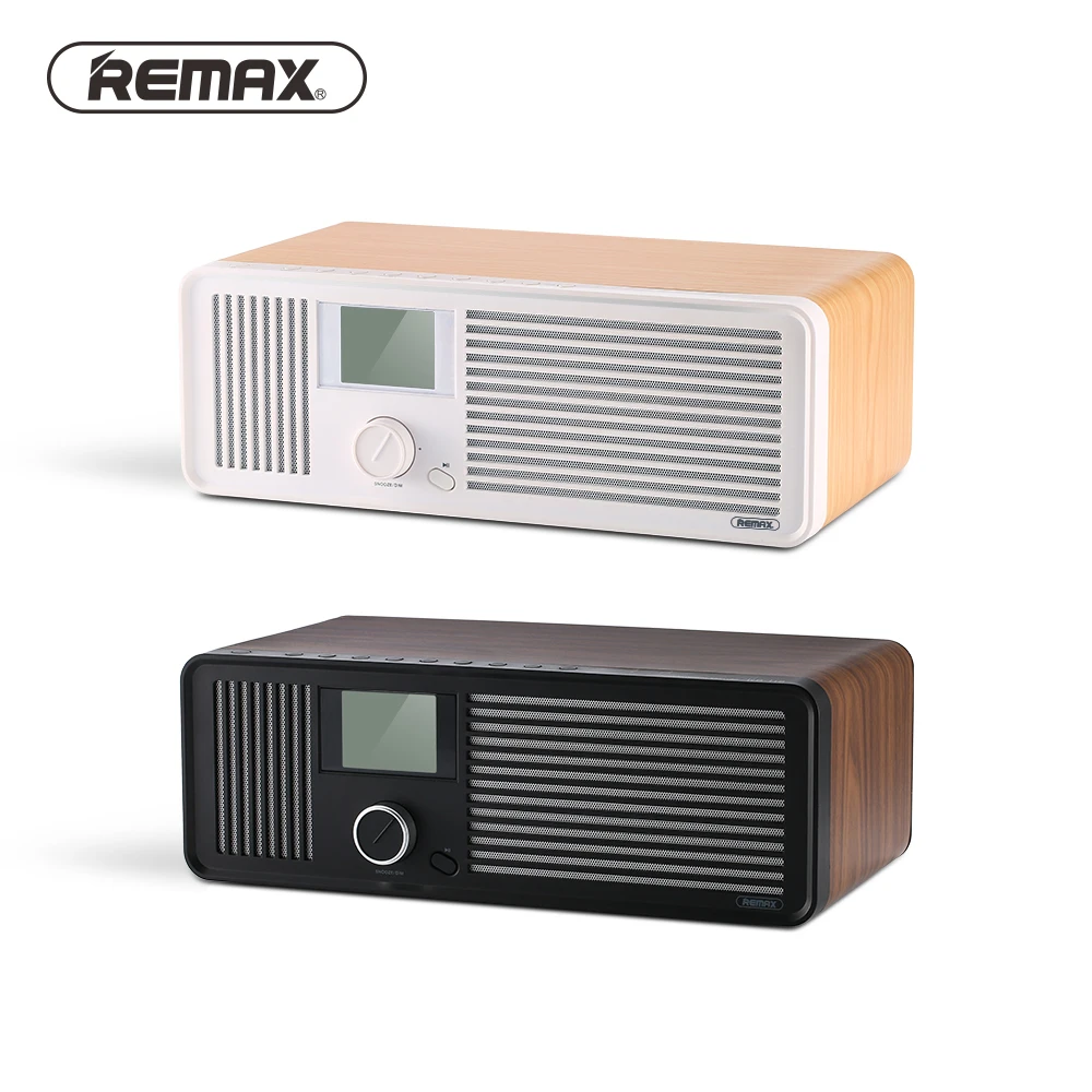 

REMAX RB-H8 Retro Wood Dual Loudspeakers Wireless Bluetooth Speaker Alarm Clock Support AUX Radio Fm USB smart device charging