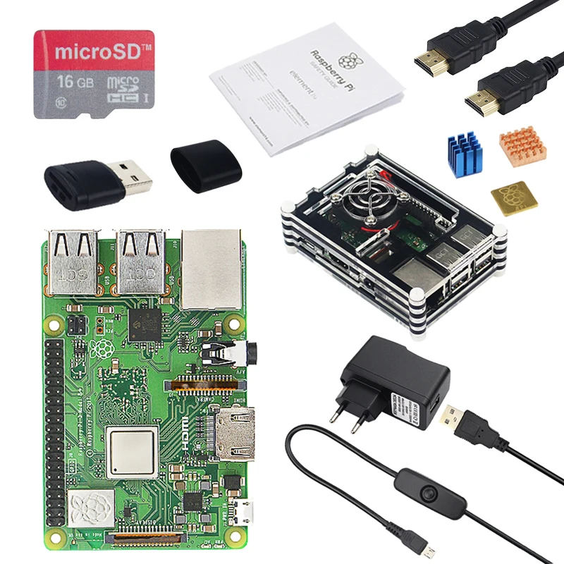 Raspberry Pi 3 Model B+ ( B Plus ) Starter kit+Case+2.5 A Power+16G SD Card+HDMI Cable+Heat Sink for Raspberry Pi 3 Model B Plus Raspberry Pi 3 Model B+ ( B Plus ) Starter kit+Case+2.5 A Power+16G SD Card+HDMI Cable+Heat Sink for Raspberry Pi 3 Model B Plus