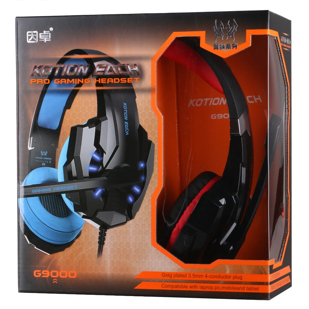 KOTION EACH G9000 3.5 мм Игры Наушники Гарнитуры С Mic Светодиодные Для Ноутбуков