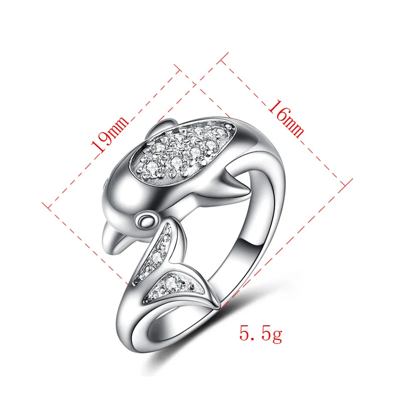 Креативный милый Дельфин из циркония кольцо кольца из стерлингового серебра 925 для женщин ювелирные изделия Anel Anillos Aneis Ювелирные Изделия Bague Anelli Anillo