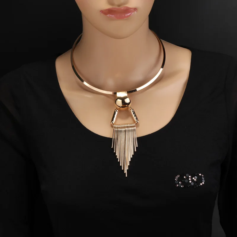 Tenande панк большая массивная полоса треугольная кисточка ожерелье и подвески для женщин простой стиль украшения для ночного клуба Bijuterias Colar