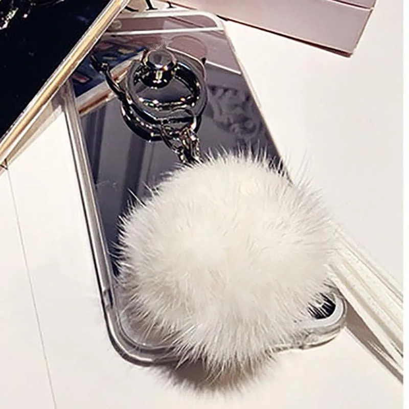 Chic Mirror Fur Ball Tassel Cover for iPhone XS Max XR X 8 7 6 6S Plus Ring Case For Samsung Galaxy Note 8 S9 S8 Plus S7 S6 Edge Chic Mirror Fur Ball Tassel Cover for iPhone XS Max XR X 8 7 6 6S Plus Ring Case For Samsung Galaxy Note 8 S9 S8 Plus S7 S6 Edge