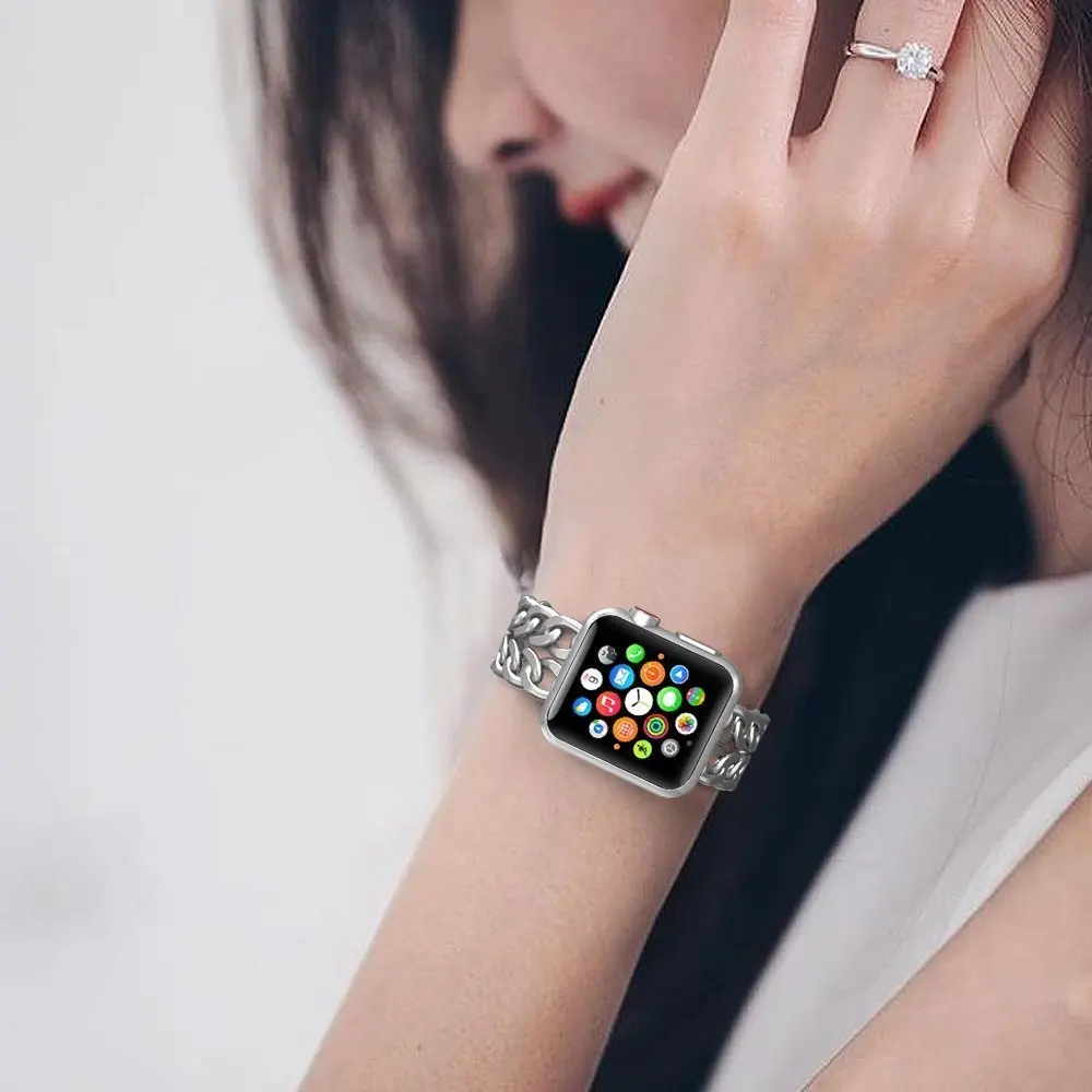 2018 ковбойский ремешок цепочка для Apple Watch 38 мм 42 серия 3 2 1 нержавеющая сталь металл