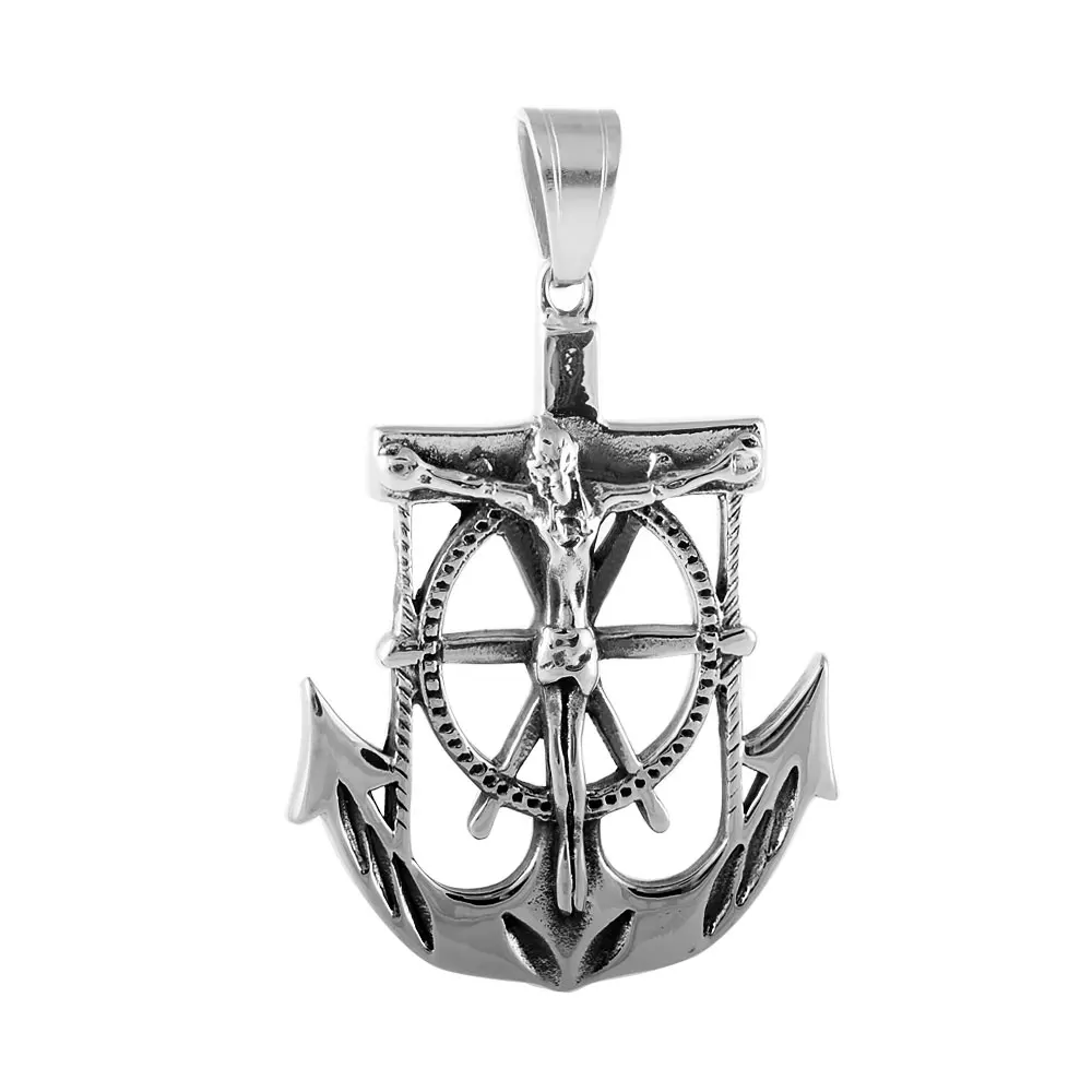 Navy Anchor Charm Stainless Steel Anchor Cross Charm Pendant Rudder