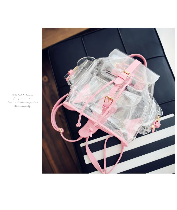 SWYIVY Lady Fashion Backpack PVC Transparent Shoulder Bag Summer 2019 New Women Plastic Jelly Backpack Travel Pink Bag For Girl stylish backpacks for laptops