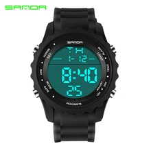 Sanda большой циферблат наружные мужские спортивные часы светодиодный цифровые наручные часы водонепроницаемые будильник хронометр с календарем повседневные Relojes Mujer