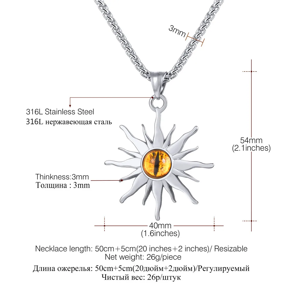 Ожерелье с подвеской "глаз Саурона", золото/нержавеющая сталь, Ювелирное Украшение "глаз сглаза", "глаз пламени", "цветок солнца", ожерелье GP3244