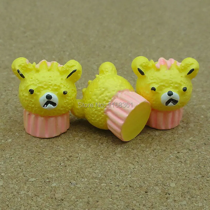 1pcs resin yellow bear plate cake 15mm Cabochons Scrapbooking Hair Bow Center Card Frame Making Craft DIY B010-2